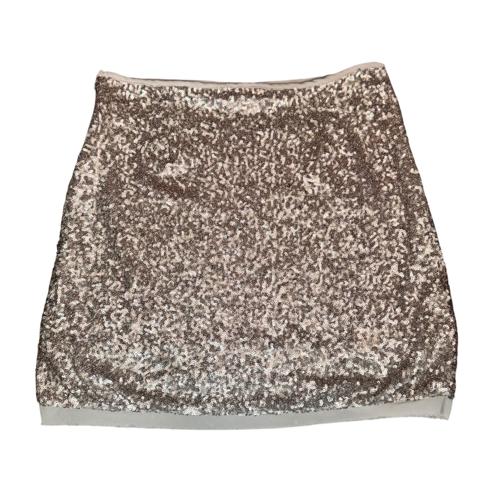 Olive & Oak Sequin Mini Skirt Party Sparkly Silver‎